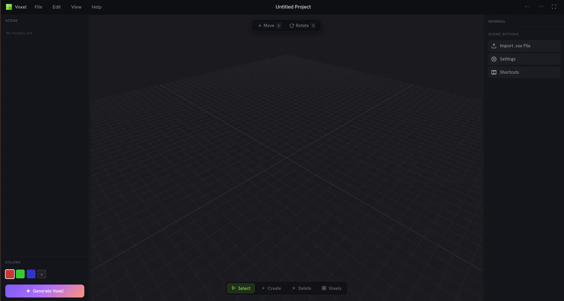 Voxel-AI Main Screen